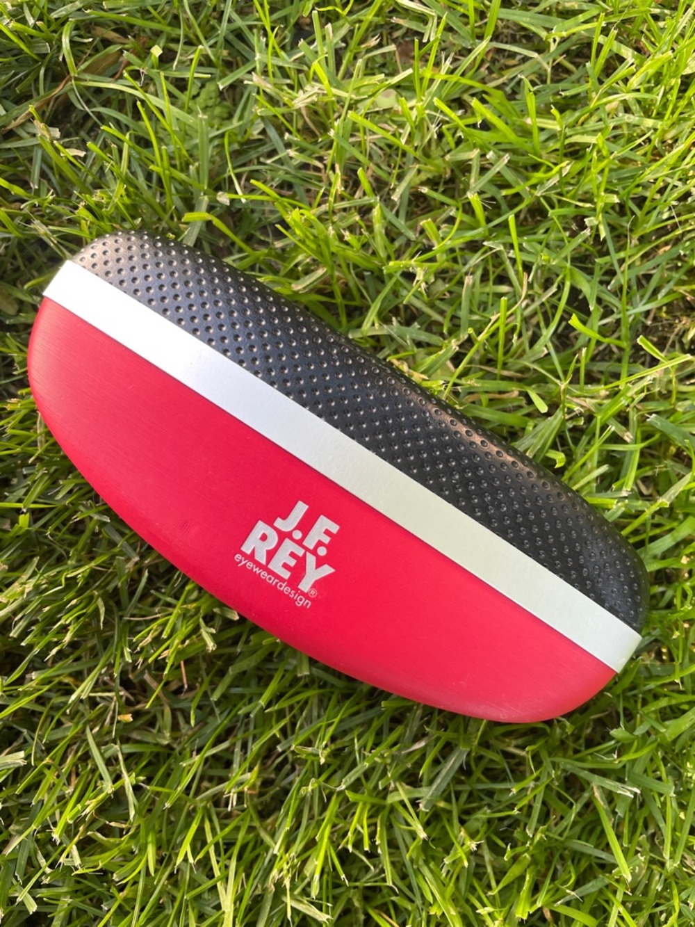 J.F. REY Hard-Shell Eyewear Sunglasses Case Sporty Red Black Silver Felt Lined